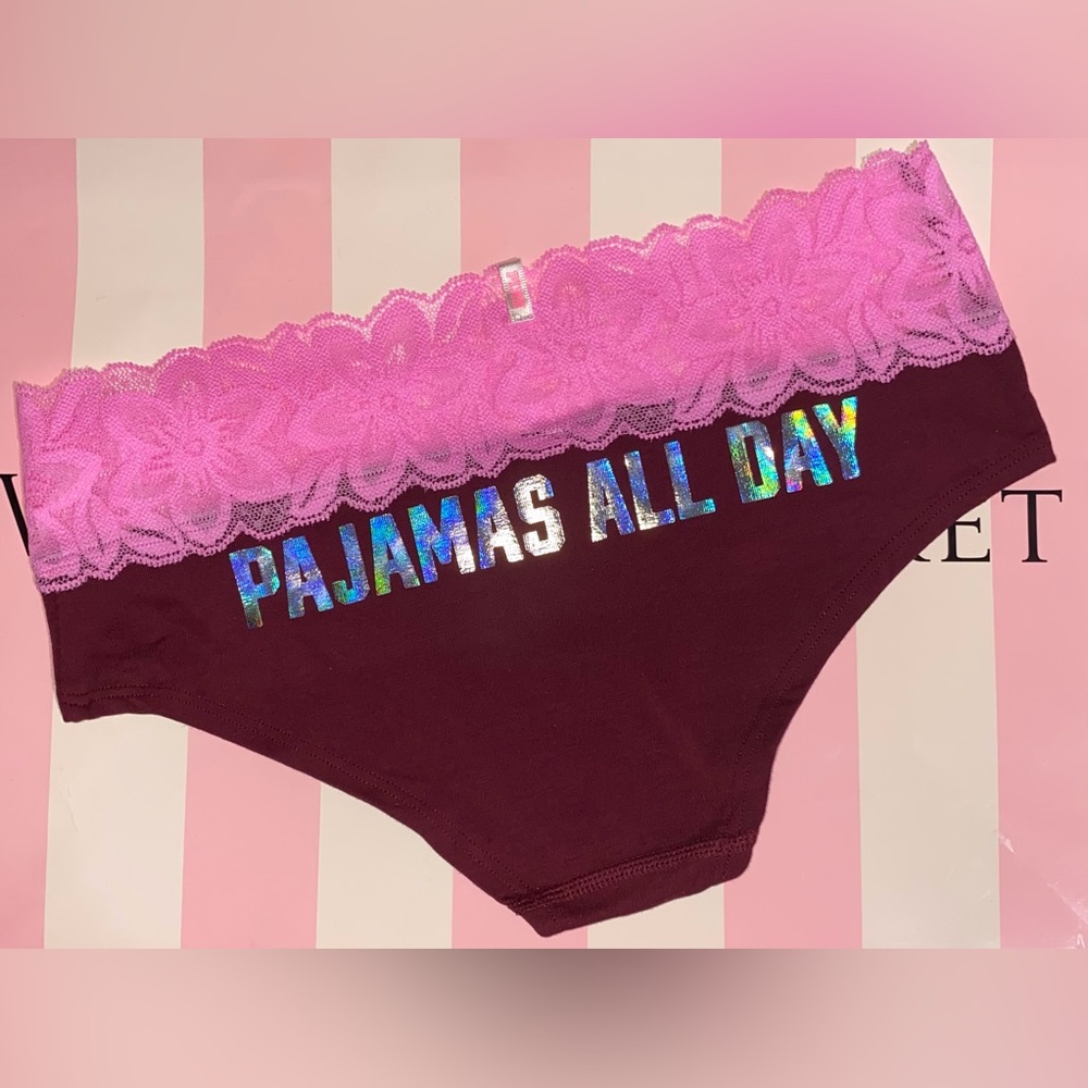 New Victoria’s Secret PINK panties PINK cotton lace hipster pajamas all day holo